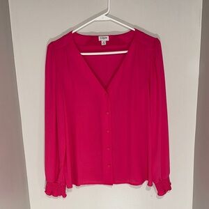 J. Crew Vibrant Pink Button-Up Blouse. Size 6.